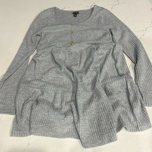 Girls Gray Tiered Waffle print dress